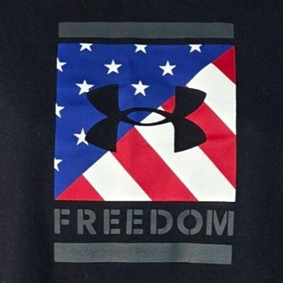 Under Armour Youth Freedom Flag T-Shirt Loose Fit Black Size YLG - Picture 3 of 6